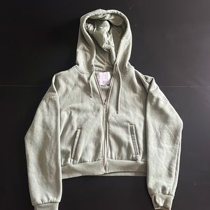 Light green cropped zip up jacket